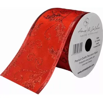 Stuha Stuha jutová s drátkem červená vánoční ornamenty 9.1 m