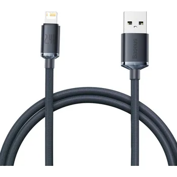 Datový kabel Baseus Crystal Shine kabel USB na Lightning, 2,4A, 1,2m, černý (6932172602680)