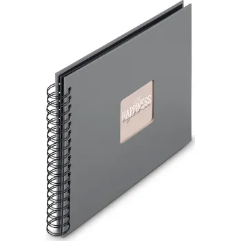 Fotoalbum Hama album klasické spirálové FINE ART 28x24 cm, 50 stran, kamenná šedá, černé listy