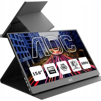 Monitor Moderní přenosný monitor AOC 15,6" IPS USB FHD HDMI REPRODUKTORY
