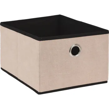 Úložný box TEXTILNÍ NÁDOBA NO WOVEN POLYESTER BÉŽOVÁ 32X25X18 CM