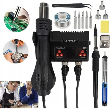 Páječka PÁJECÍ STANICE + HORKOVZDUŠNÁ PISTOLE 700W 2v1 ZAŘÍZENÍ LED DISPLEJ SADA