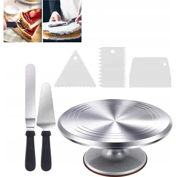 Talíř Profesionální kovový otočný talíř na zdobení dortů 30 cm - sada