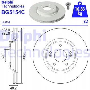 Brzdový kotouč Delphi BG5154C Brzdový kotouč