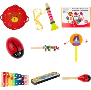 Dřevěná hračka Sada hudebních nástrojů Martom dřevěná, vícebarevná 3+