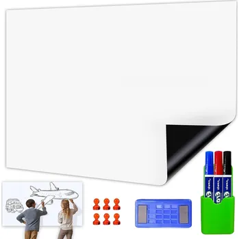 MAGNETICKÁ TABULE SUCHO STÍRATELNÁ 40*80CM S PERY, MAGNETY A SADOU