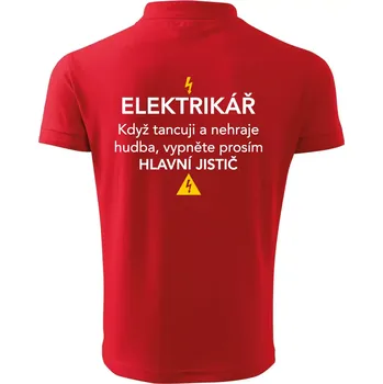Pánská košile Elektrikář - hlavní jistič - Nápis na zádech - Polokošile pánská Pique Polo 203 - 3XL ( Červená )