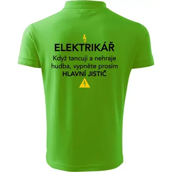 Pánská košile Elektrikář - hlavní jistič - Nápis na zádech - Polokošile pánská Pique Polo 203 - 2XL ( Apple Green )