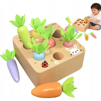 Dřevěná hračka Montessori Hračka Třídič Kostek Dřevěná Mrkev