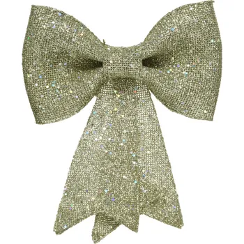 Vánoční dekorace Zlatá Mašlička na dárek ozdobu na stromeček 14 cm