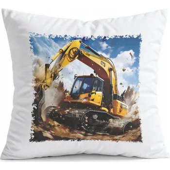 Polštář POLŠTÁŘ BÍLÝ DÁREK – STAVEBNÍ STROJE