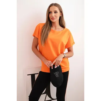 Dámský bavlněný komplet s tričkem a legínami s lampasem oranžový UNI