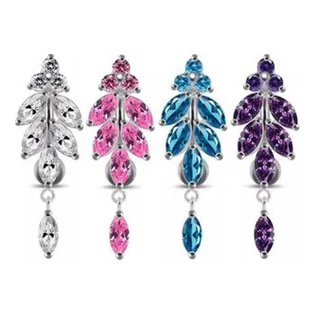 Piercing BP01269-P Stříbrný piercing do pupíku - růžová