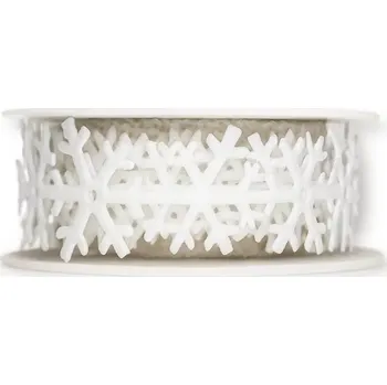 Stuha Filcová stuha s vločkami bílá 25mm x 2m