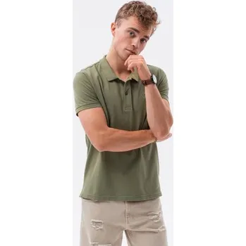Pánská hladká polokošile VAL olivová