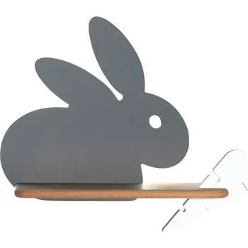 Nástěnné svítidlo Dětské LED nástěnné světlo s poličkou RABBIT - 4W, 4000K (denní bílá), šedé / bílé