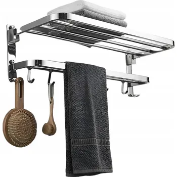 Držák na ručník DRŽÁK NA RUČNÍKY DO KOUPELNY S POLIČKOU A HÁČKY NA ŽUPANY LOFT