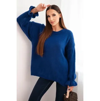 Dámský svetr Dámský svetr s příměsí mohéru a vlny volného střihu chabrový UNI