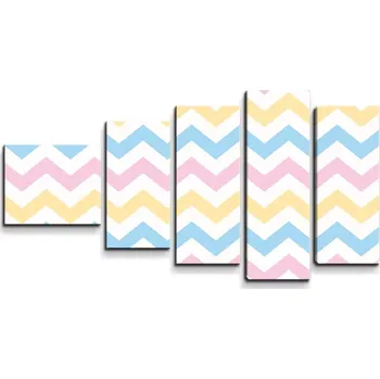 Obraz Sablio Obraz - 5-dílný Tříbarevné klikyháky - 100x60 cm