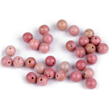 Korálek Rodonit, minerální korálky Ø6 mm, velké, růžová