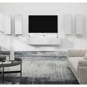 Obývací stěna vidaXL 6dílný set TV skříněk kompozitní dřevo [3114342] Barva: Bílá