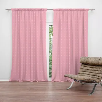 Závěs Sablio Závěs Bílé čárky na růžové: 2ks 140x250cm