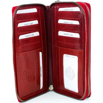 Peněženka Luxusní dámská kožená peněženka červená premium kůže značky Just