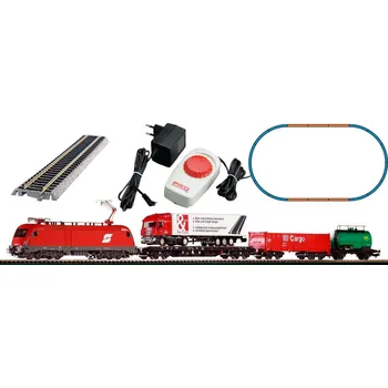 Modelová železnice PIKO 57177 H0 Analogový set - vlak s lokomotivou Taurus ÖBB s kolejemi s podložím