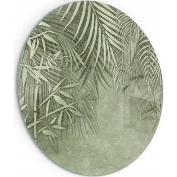 Krbová kamna Kulatá skleněná deska ESG pod krb Kamna Tropické listy 90 cm
