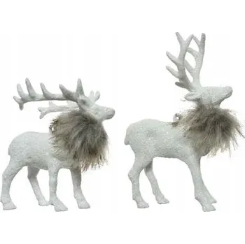 Vánoční dekorace Vánoční Koule závěs Jelen s kožešinou bílý ozdobný