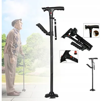 Zabezpečení domácnosti Teleskopická skládací hůl s LED svítilnou a nastavitelnou výškou