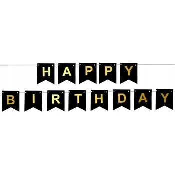 Banner, nápis k narozeninám "Happy Birthday" - 190 cm, černý