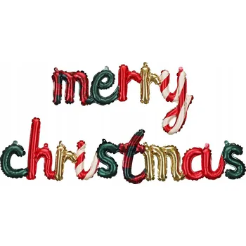 Balónek Fóliové balónky Party Deco Veselé Vánoce 143x25 cm vícebarevné 2 kusy