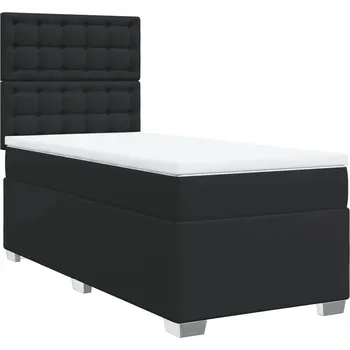 Postel Kontinentální postel černá 200 x 80 x 140,5/150,5 cm s matrací a topperem