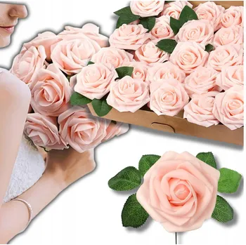 umělá květina Umělé růže květiny x25 kytice růží dekorativní do vázy svatba světle růžové