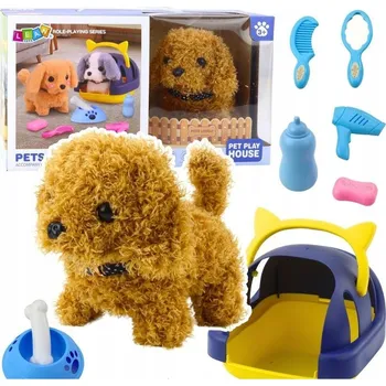 plyšák Interaktivní plyšový pejsek Pudl chodí, štěká + přepravka a příslušenství