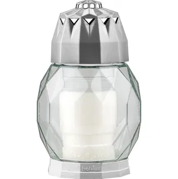 Hřbitovní sklo 18cm svíčka vklad DIAMOND 2D stříbrná