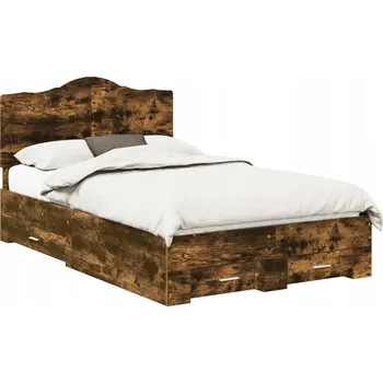 Postel Rám postele s čelo Kouřový dub 135 x 190 cm kompozitní dřevo