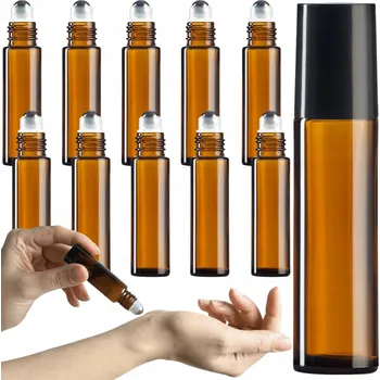 Láhev HNĚDÁ SKLENĚNÁ ROLOVACÍ LAHEV S ATOMIZÉR UZÁVĚREM 10 KUSŮ 10 ML