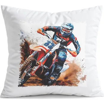 Polštář POLŠTÁŘ BÍLÝ DÁREK - MOTOR MOTORKA MOTOKROS