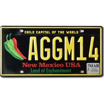 Plechová cedule Americká SPZ New Mexico Chile Capital AGGM14