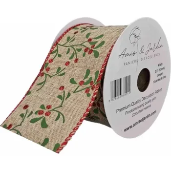 Stuha Stuha jutová s drátkem hnědá vánoční větvičky s bobulkami 9.1 m