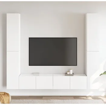 Obývací stěna vidaXL 6dílný set TV skříněk dřevotříska [3078995] Barva: Bílá