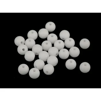 Plastové korálky matné Ø8 mm, velké, 1 (01) bílá