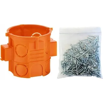 Elektroinstalační krabice Instalační krabice pod omítku 60mm hluboká s vruty (v sáčku) oranžová S60DFWw