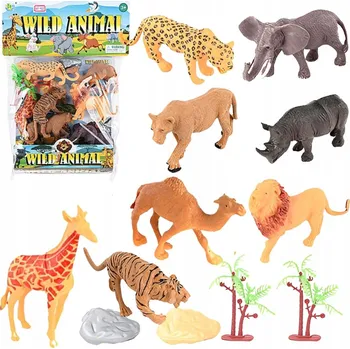 Figurka VELKÁ SADA FIGUREK ZVÍŘAT ZOO SAFARI 12 KS - FIGURKY LEV, SLON, ŽIRAFA