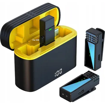 Mikrofon 2x PROFESIONÁLNÍ BEZDRÁTOVÝ KLOPNÍ MIKROFON USB-C / LIGHTNING + POUZDRO