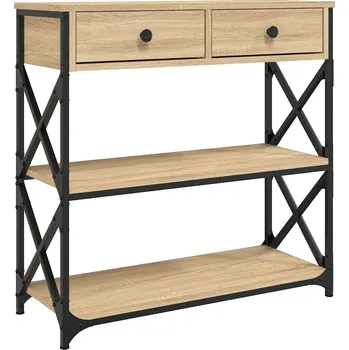 Konferenční stolek Konzolový stolek s kovovým rámem, dub sonoma, 75x28x75 cm