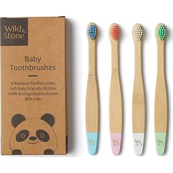 Péče o chrup Kartáček na zuby pro děti Wild and Stone bambusový 4 kusy