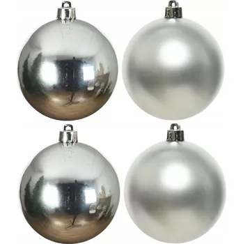 Vánoční dekorace Velké vánoční Vánoční baňky na stromeček plastové 10 cm 4 stříbrné